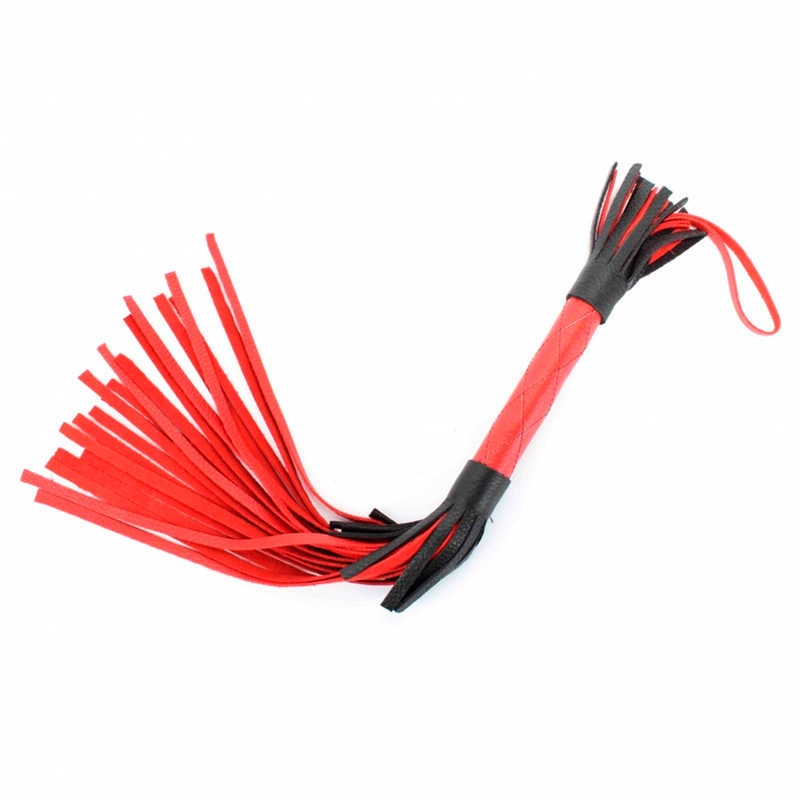 Плеть-многохвостка "BDSM-Арсенал" чёрно-красная, кожа 