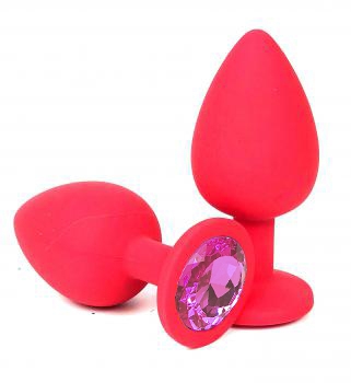Пробка с розовым кристаллом "Vandersex" красная, M 