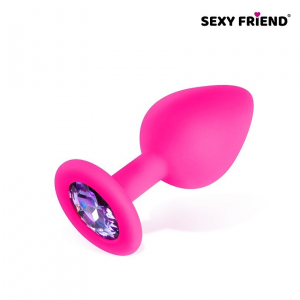 Пробка с сиреневым кристаллом "Sexy Friend" фуксия, M